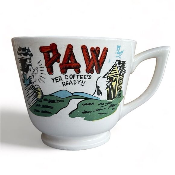 Vintage PAW Yer Coffee’s Ready Hillbilly Folksy Motif Mug - Picture 1 of 16